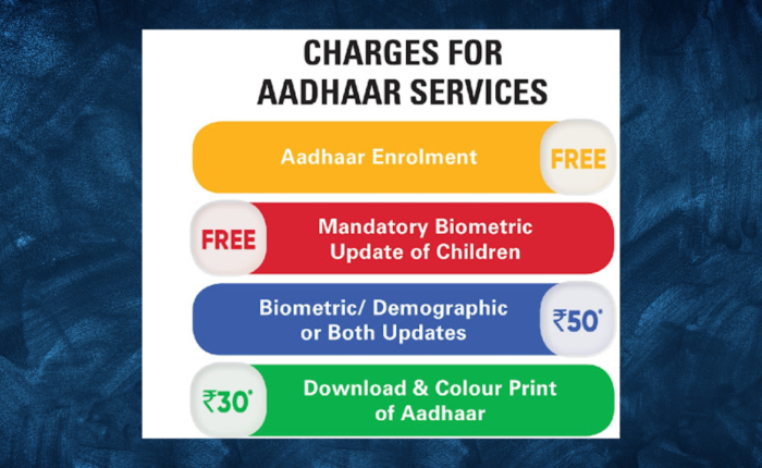 Aadhar card updation charges